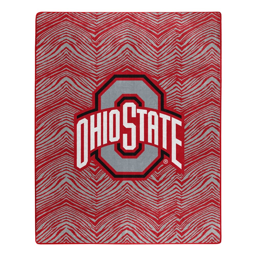 Zubaz by Northwest NCAA Zubified Raschel Throw Blanket 50 X 60, Ohio State Buckeyes