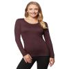 32 Degrees Women's Lightweight Baselayer Scoop Top | Long Sleeve | Form Fitting | 4-Way Stretch | Thermal, Eggplant, XX-Large view 1