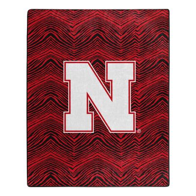 Zubaz by Northwest NCAA Zubified Raschel Throw Blanket 50 X 60, Nebraska Cornhuskers
