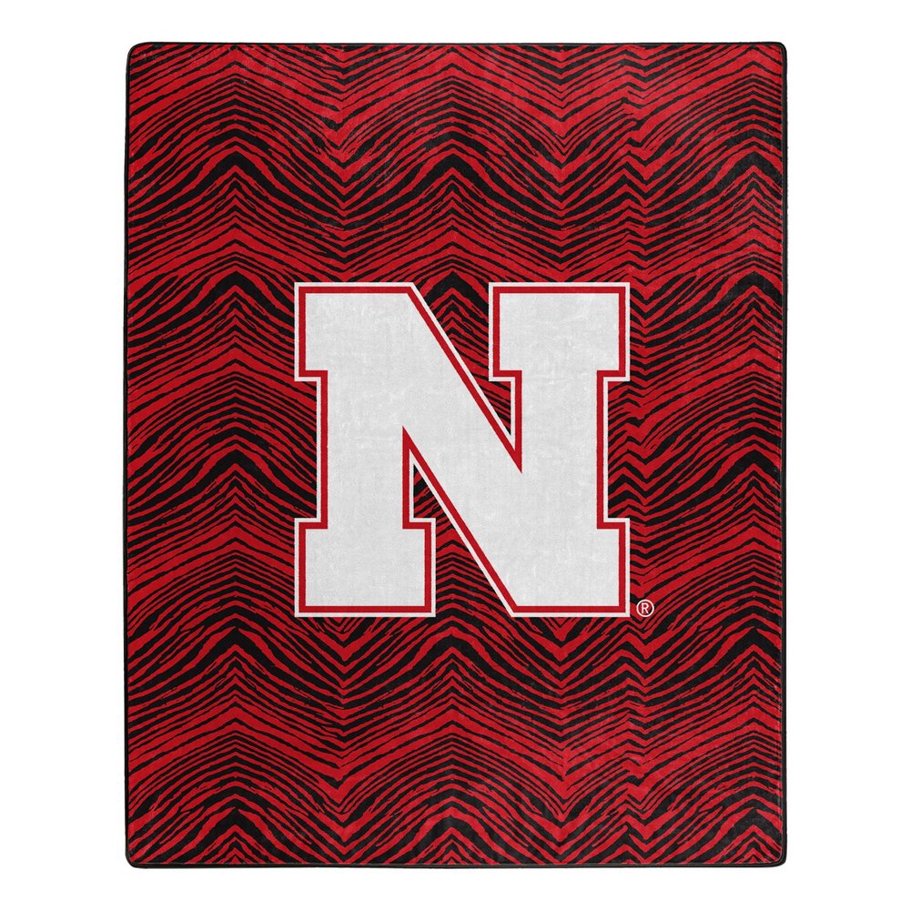 Zubaz by Northwest NCAA Zubified Raschel Throw Blanket 50 X 60, Nebraska Cornhuskers