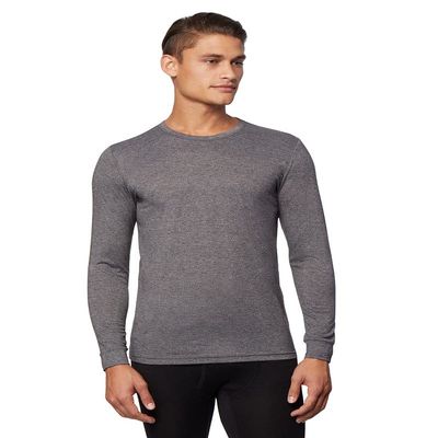 32 Degrees Men's Lightweight Baselayer Crew Top | Long Sleeve | Form Fitting | 4-Way Stretch | Thermal, Charcoal Heather, Medium