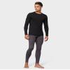 32 Degrees Men's Lightweight Baselayer Crew Top | Long Sleeve | Form Fitting | 4-Way Stretch | Thermal, Black, Small view 2