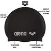 Arena Classic Unisex Recycled Silicone Swim Cap for Women and Men, Intensive Training and Racing Comfortable Long Hair Swimming Hat, Gray/Multi view 2