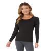 32 Degrees Women's Lightweight Baselayer Scoop Top | Long Sleeve | Form Fitting | 4-Way Stretch | Thermal, Black, Large view 1