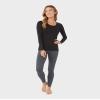 32 Degrees Women's Lightweight Baselayer Scoop Top | Long Sleeve | Form Fitting | 4-Way Stretch | Thermal, Black, Large view 2