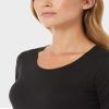 32 Degrees Women's Lightweight Baselayer Scoop Top | Long Sleeve | Form Fitting | 4-Way Stretch | Thermal, Black, Large view 3