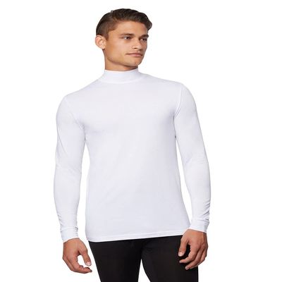 32 Degrees Men's Lightweight Baselayer Mock Top | Long Sleeve | Form Fitting | 4-Way Stretch | Thermal, White, Large