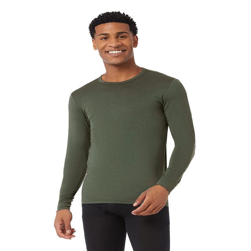32 Degrees Men's Lightweight Baselayer Crew Top | Long Sleeve | Form Fitting | 4-Way Stretch | Thermal, Urban Chic, X-Large