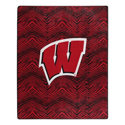 Zubaz by Northwest NCAA Zubified Raschel Throw Blanket 50 X 60, Wisconsin Badgers