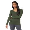 32 Degrees Women's Lightweight Baselayer Scoop Top | Long Sleeve | Form Fitting | 4-Way Stretch | Thermal, West Grass, Small view 1