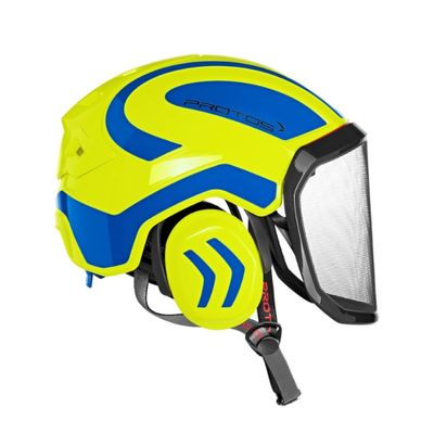 Protos GmbH Integral Arborist Helmet - Neon Yellow & Blue