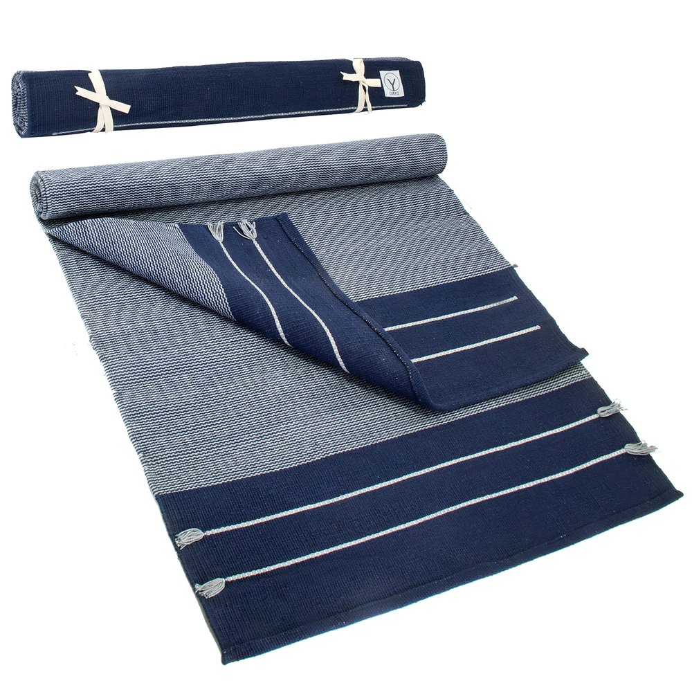 Y O Gayo Handmade Organic Yoga Mat made with 100% Organic Cotton Yoga Mat - Natural Yoga Rug for Exercise, Workout, & Fitness Rug - Hand Weaved, Washable - 74 inches X 26 Inches