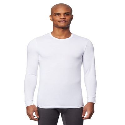 32 Degrees Men's Lightweight Baselayer Crew Top | Long Sleeve | Form Fitting | 4-Way Stretch | Thermal, White, X-Large