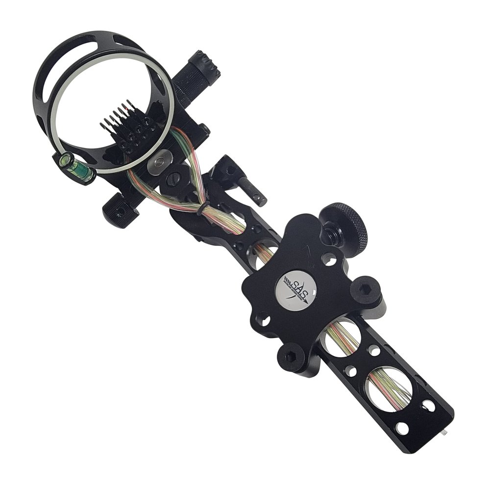 SAS Essence 019" Bow Sight with Micro Adjust Detachable Bracket with LED Sight Light for Archery Compound Bows Hunting Shooting (Black, 7-Pin)