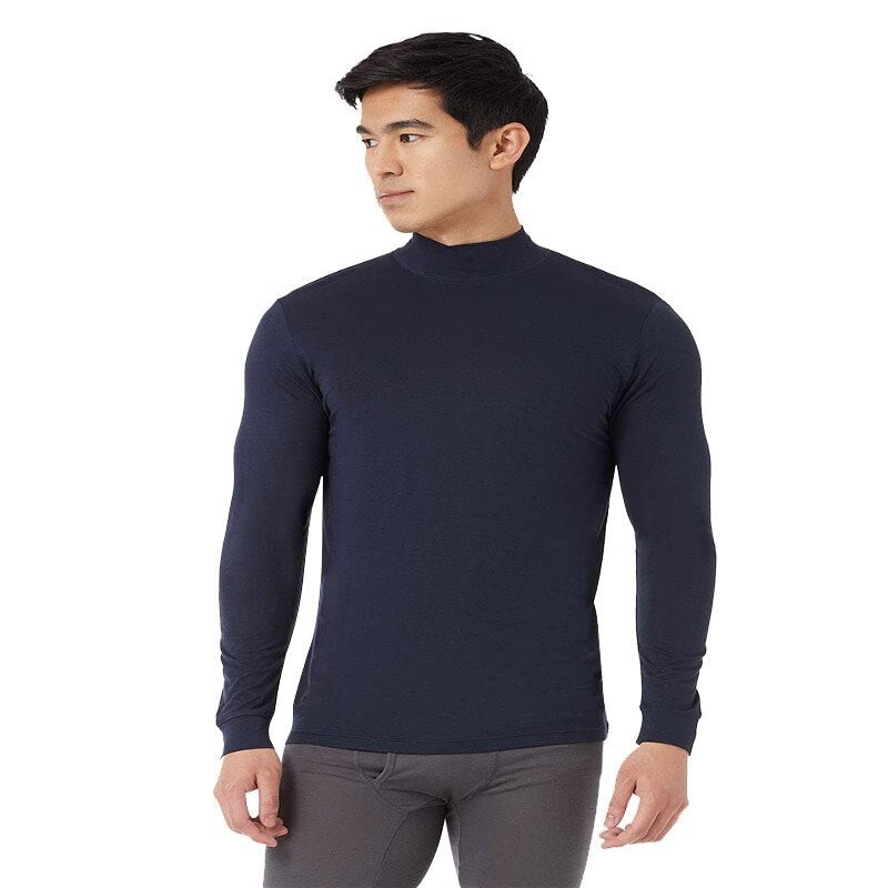32 Degrees Men's Lightweight Baselayer Mock Top | Long Sleeve | Form Fitting | 4-Way Stretch | Thermal, Stormy Night, Small