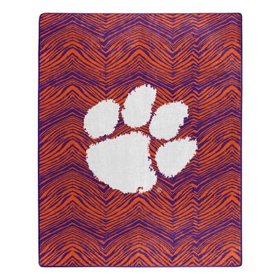 Zubaz by Northwest NCAA Zubified Raschel Throw Blanket 50 X 60, Clemson Tigers
