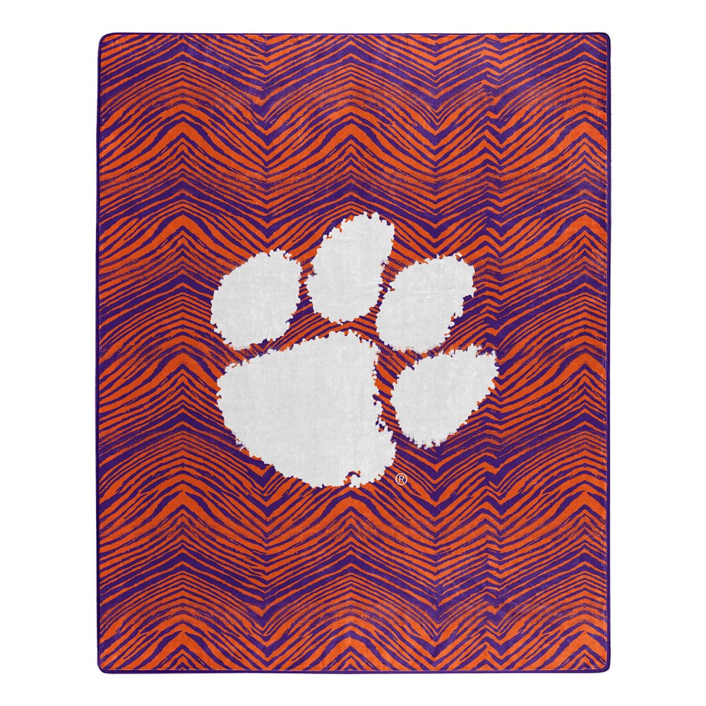 Zubaz by Northwest NCAA Zubified Raschel Throw Blanket 50 X 60, Clemson Tigers