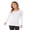 32 Degrees Women's Lightweight Baselayer Crew Top | Long Sleeve | Form Fitting | 4-Way Stretch | Thermal, White, XX-Large
