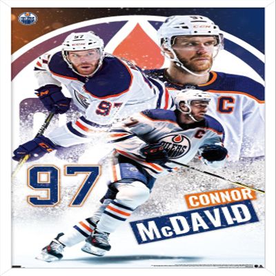 Trends International NHL Edmonton Oilers - Connor McDavid 22 Wall Poster, 14.725" x 22.375", White Framed Version