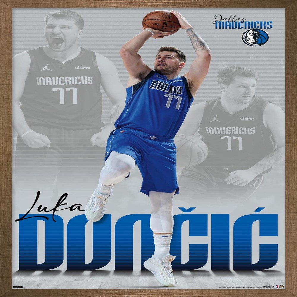 Trends International NBA Dallas Mavericks - Luka Doncic 22 Wall Poster, 22.375" x 34", Bronze Framed Version