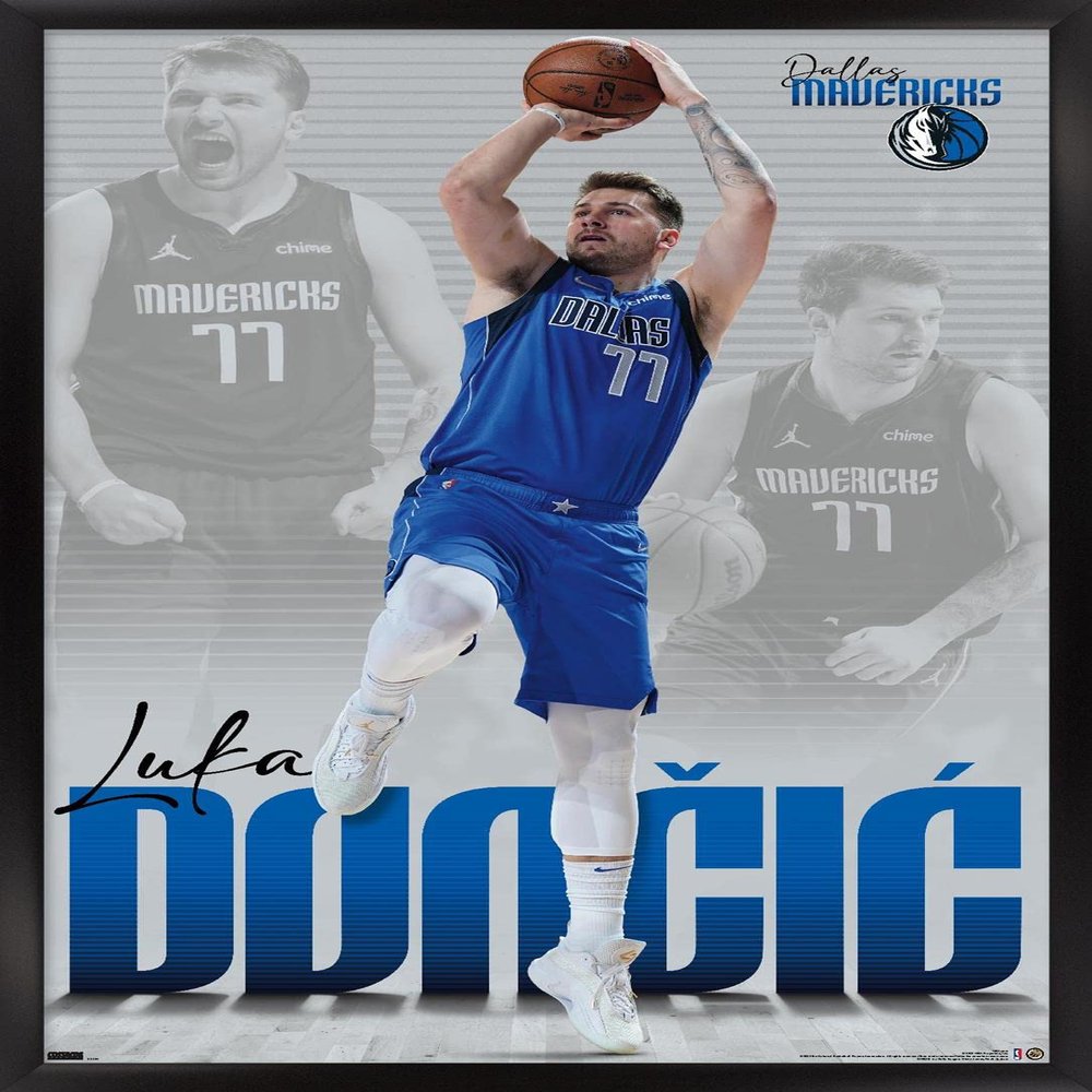 Trends International NBA Dallas Mavericks - Luka Doncic 22 Wall Poster, 14.725" x 22.375", Black Framed Version
