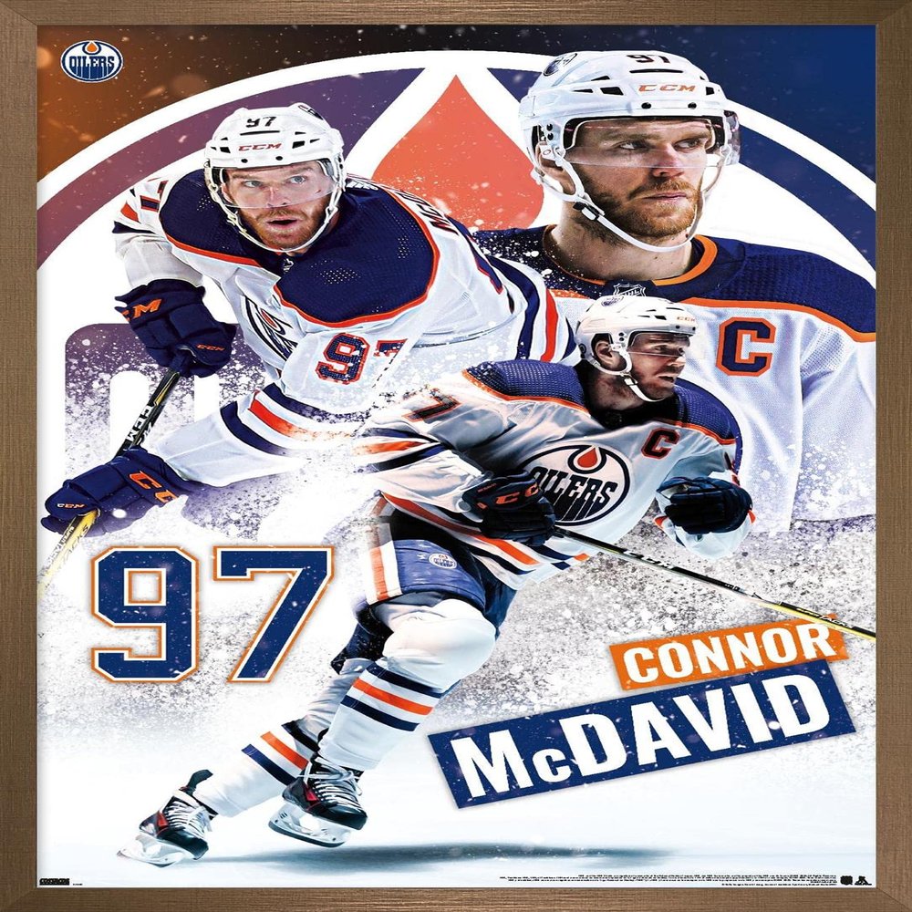 Trends International NHL Edmonton Oilers - Connor McDavid 22 Wall Poster, 14.725" x 22.375", Bronze Framed Version