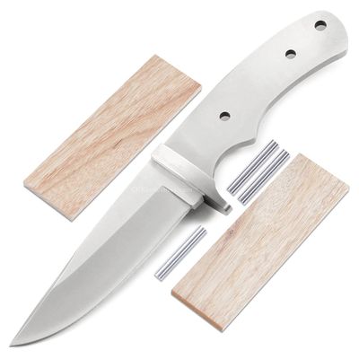 EZSMITH Drop Point Hunter - Full Tang - DIY Blade Kit w/Canarywood Scales