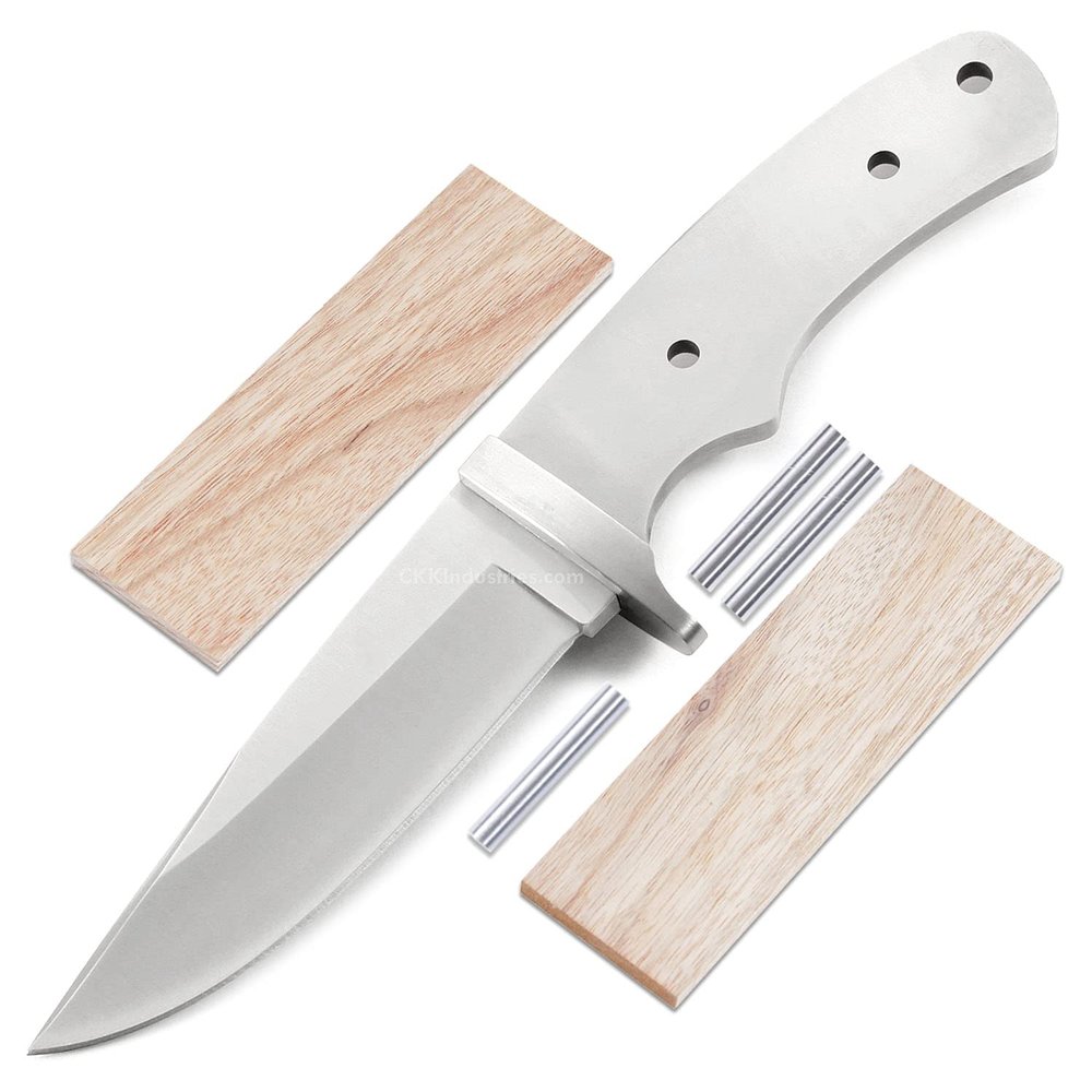 EZSMITH Drop Point Hunter - Full Tang - DIY Blade Kit w/Canarywood Scales