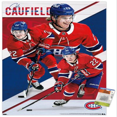 Trends International NHL Montreal Canadiens - Cole Caufield 22 Wall Poster, 22.375" x 34", Premium Poster & Push Pin Bundle