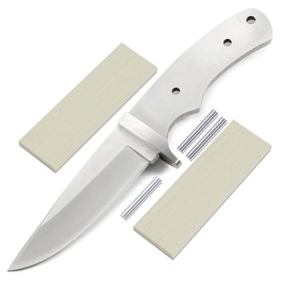 EZSMITH Drop Point Hunter - Full Tang - DIY Blade Kit w/Curly Maple Scales