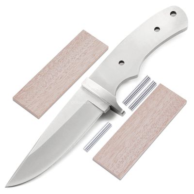 EZSMITH Drop Point Hunter - Full Tang - DIY Blade Kit w/Mahogany Scales
