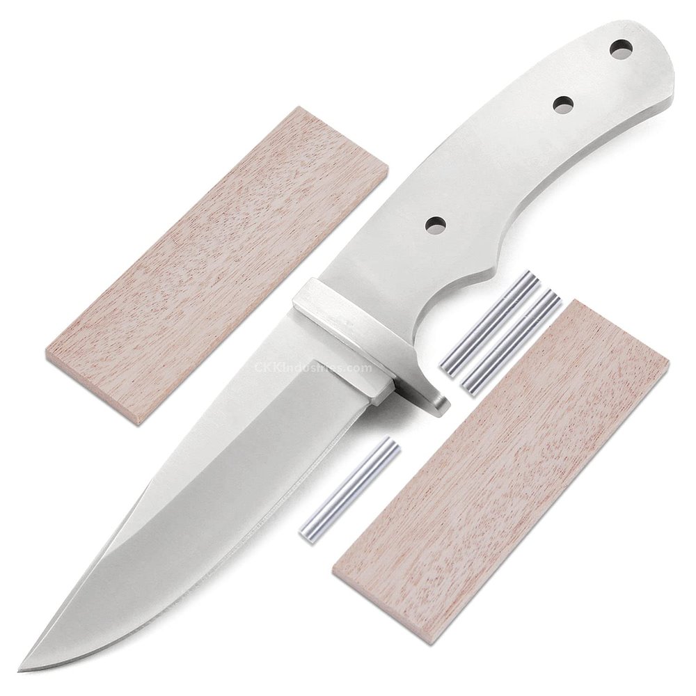 EZSMITH Drop Point Hunter - Full Tang - DIY Blade Kit w/Mahogany Scales