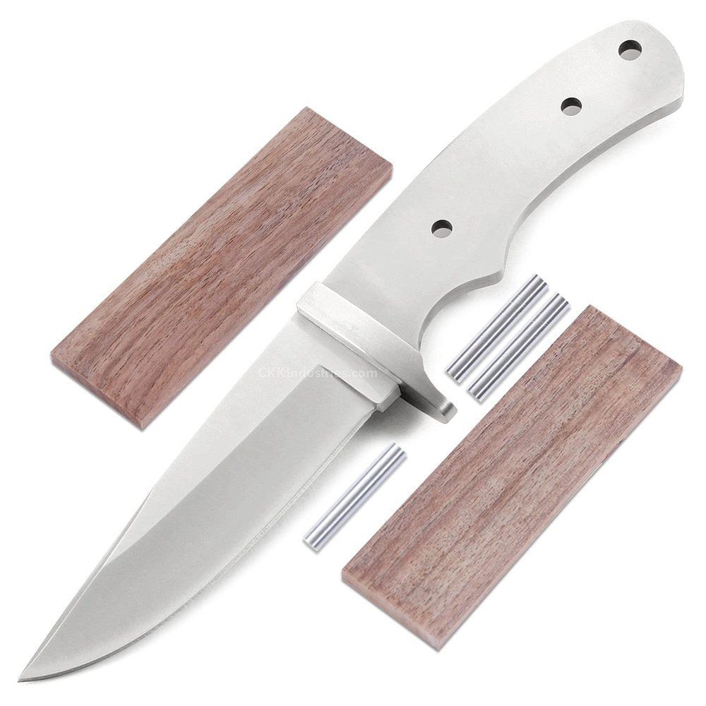 EZSMITH Drop Point Hunter - Full Tang - DIY Blade Kit w/Walnut Scales