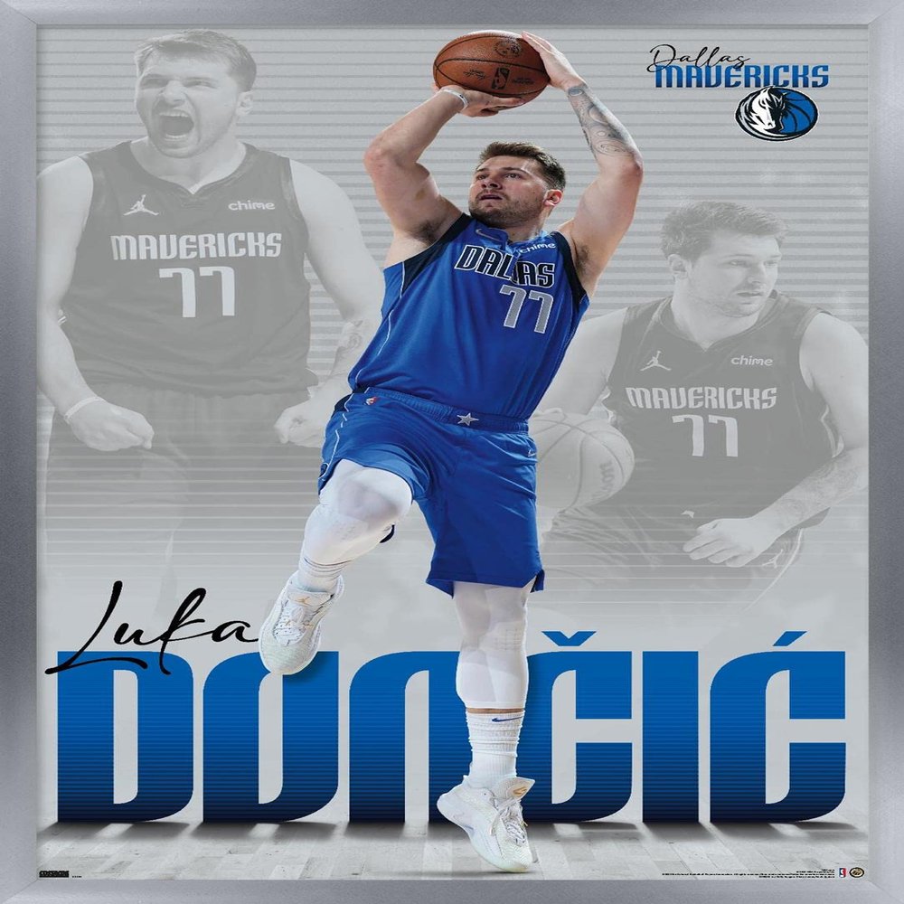 Trends International NBA Dallas Mavericks - Luka Doncic 22 Wall Poster, 14.725" x 22.375", Silver Framed Version