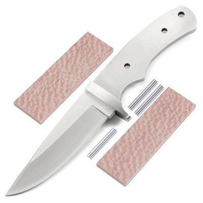 EZSMITH Drop Point Hunter - Full Tang - DIY Blade Kit w/Lacewood Scales