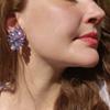 Rosemarie Collections Women's Dazzling Crystal Marquis Leaf Cluster Statement Clip On Earrings, 1.87" (Lavender Purple With Rose Pink Crystal Silver Tone) view 2