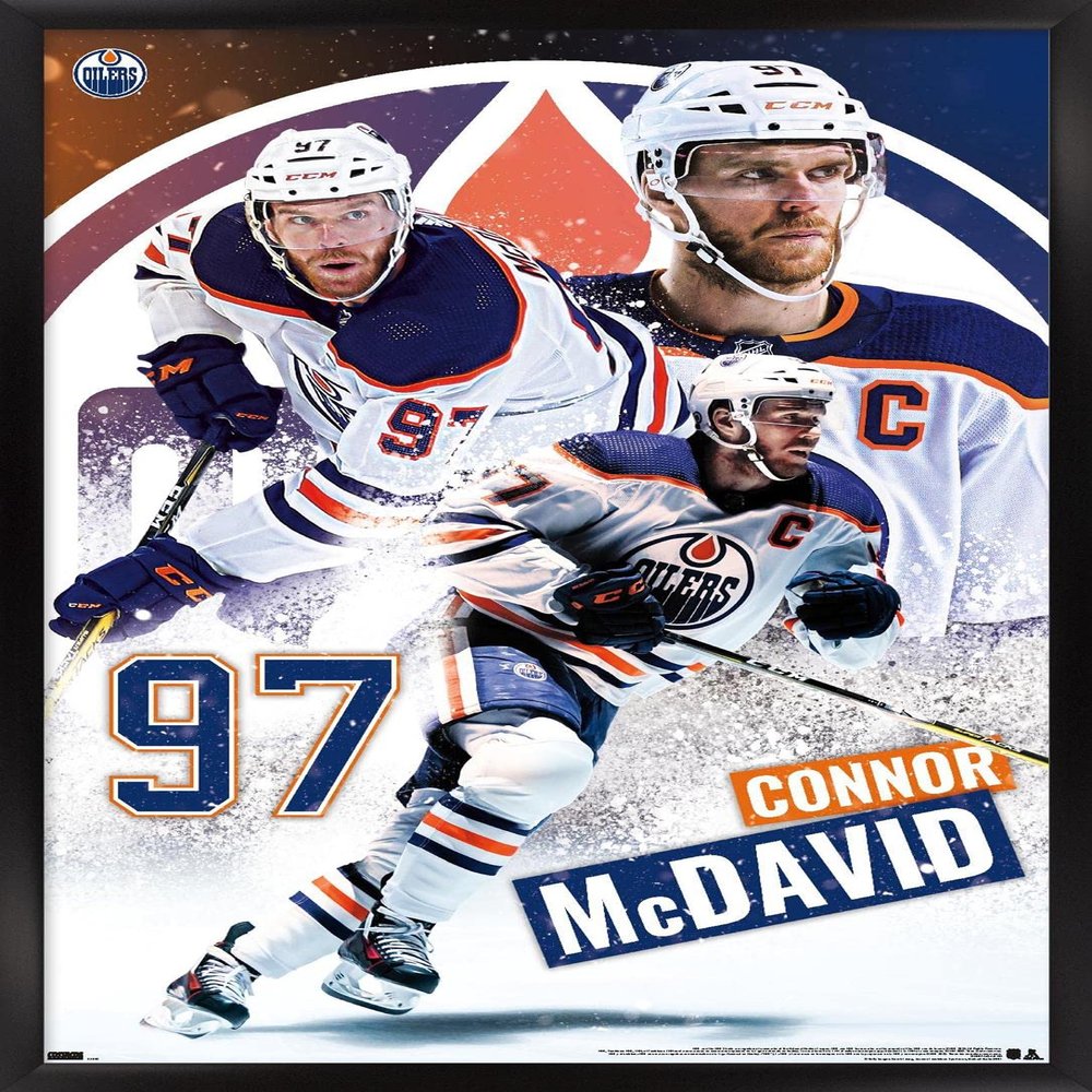 Trends International NHL Edmonton Oilers - Connor McDavid 22 Wall Poster, 14.725" x 22.375", Black Framed Version