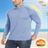 MAGCOMSEN 1/4 Zipper Pullover Men Half Zip Pullover Men Lightweight Quick Dry Long Sleeve SPF Shirt Tops Light Blue,M view 2