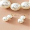 Fuqimanman2020 Chunky Large Simulated Pearl Choker Necklace Drop Dangle Earrings Crystal Bib Big Round Beaded Strand Multicolor Costume Statement Wedding Jewelry Set for Women Brides-Beige view 4