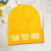 Custom Beanies in Bulk with Personalized Text Image Knitted Hat for Men Women Fashion Cap Winter Warm Gifts Yellow view 3