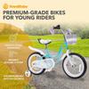 RoyalBaby Princess Girl Children's Bicycle Outdoor Ride-On Bike with Training Wheels, Kickstand, Adjustable Seat, and Basket, 16 Inch, Swan/Lake Blue view 2