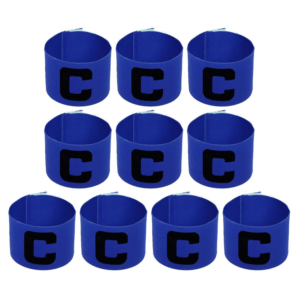 PATIKIL 11.8x2.8 Soccer Captain Armband, 10Pcs Nylon Elastic Protective Arm Badge for Youth Adult Team Adjustable Soccer Rugby Basketball Training, Blue