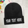 Custom Knitted Beanie Hat Add Your Imag Text Logo Personalized Skull Cap Winter Warm Cap for Men Women Black view 3