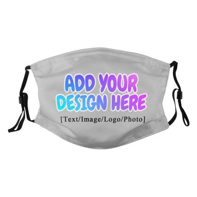 Custom Face Mask Personalized with Your Name Image Text Logo Adjustable Reusable Face Mask for Gifts,One Size Grey
