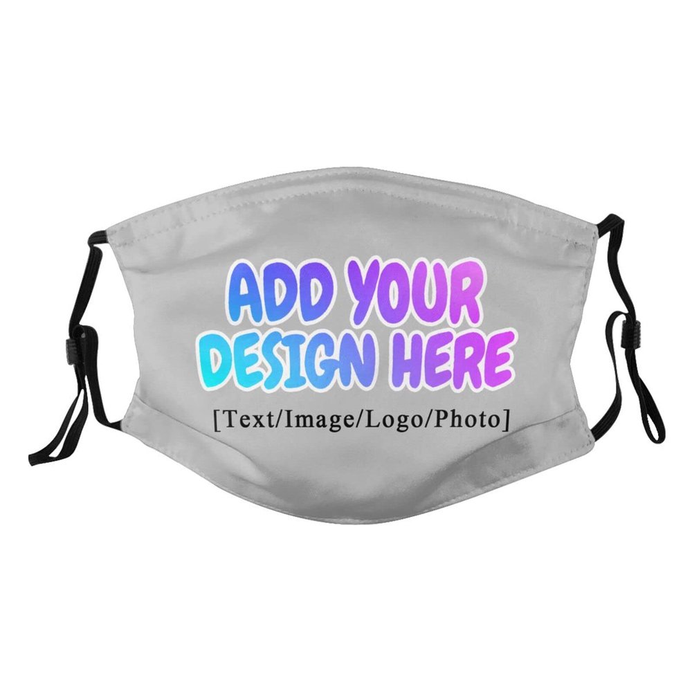 Custom Face Mask Personalized with Your Name Image Text Logo Adjustable Reusable Face Mask for Gifts,One Size Grey