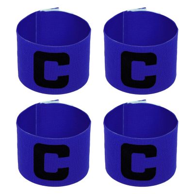 PATIKIL 11.8x2.8 Soccer Captain Armband, 4Pcs Nylon Elastic Protective Arm Badge for Youth Adult Team Adjustable Soccer Rugby Basketball Training, Blue
