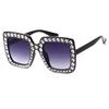 ADE WU Retro Oversized Square Rhinestone Sunglasses Thick Square Frame Sun Glasses Shades (Black Frame Fade Lens) view 3