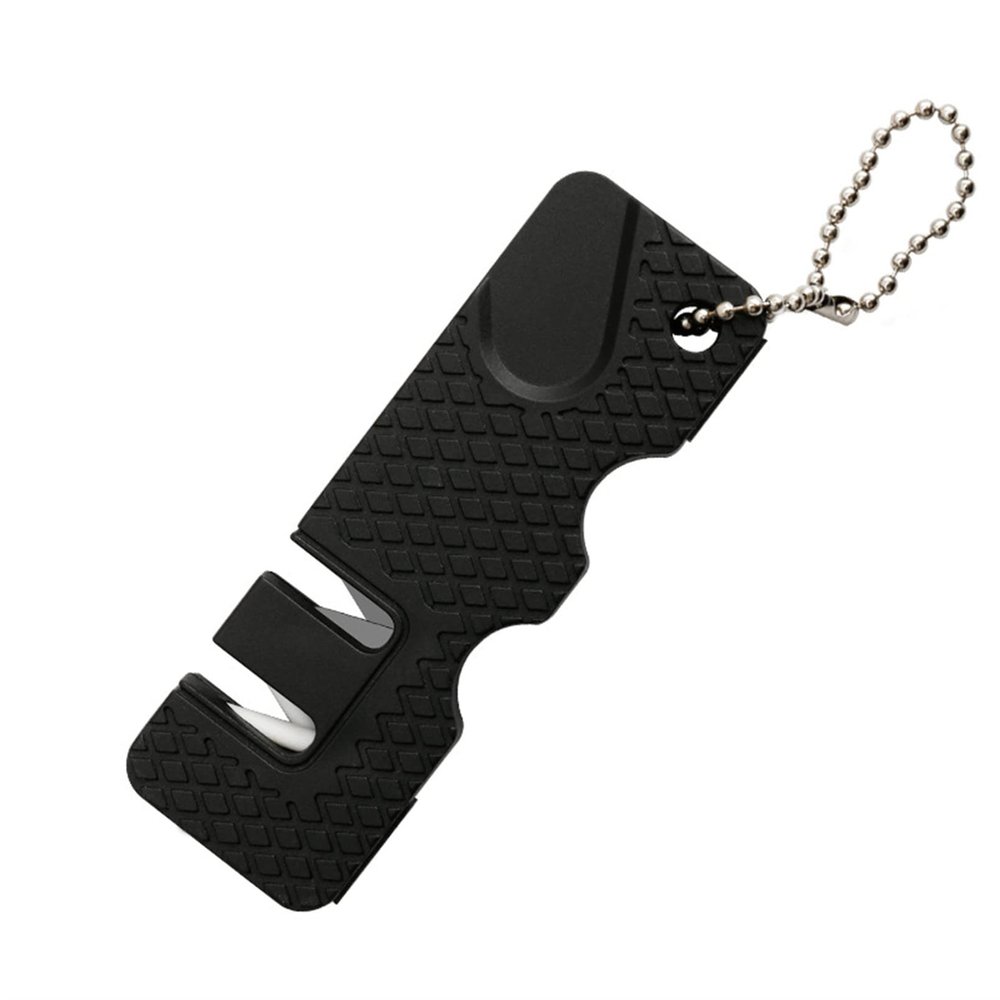 QXPDD Pocket Sharpener Outdoor Sharpeners Creative Keychain Fishing Sharpener Kitchen Accessories for Hunting Fishing Camping,Black