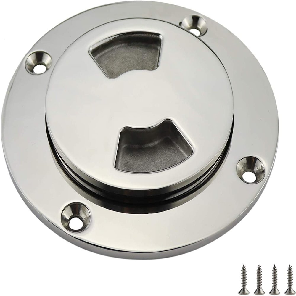 3/4inch Stainless Steel 316 Round Deck Inspection Hatch CoverHeavy Duty Marine Grade Boat Twist Screw Out Deck Inspection Plate Boat Yacht RV Accessories w/fastners (4inch)