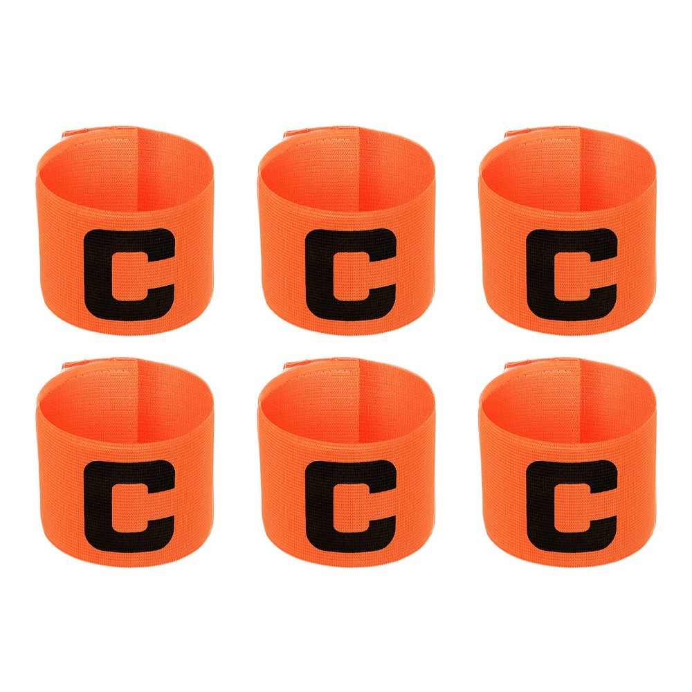 PATIKIL 11.8x2.8 Soccer Captain Armband, 6Pcs Nylon Elastic Protective Arm Badge for Youth Adult Team Adjustable Soccer Rugby Basketball Training, Orange
